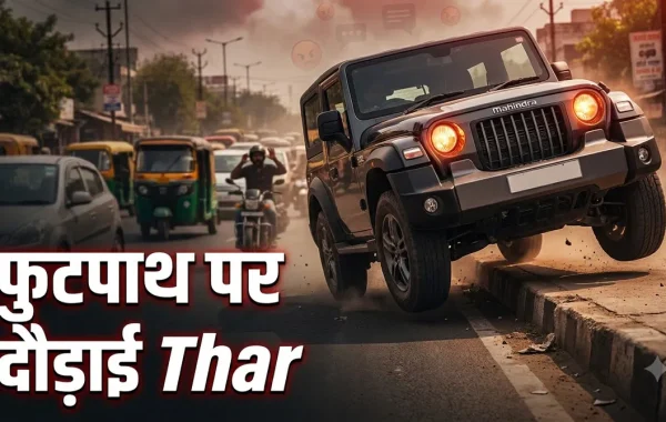 ट्रैफिक जाम से बचने के लिए फुटपाथ पर चढ़ाई महिंद्रा थार, मां से बोला- ‘यही फायदा है’; सोशल मीडिया पर फूटा गुस्सा, सख्त कार्रवाई की मांग