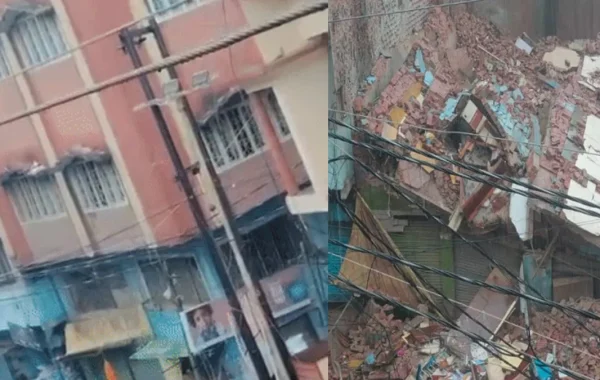 मुरादाबाद में बारिश का कहर: मुगलपुरा में ताश के पत्तों की तरह जमींदोज हुई दो मंजिला इमारत, रोंगटे खड़े कर देने वाला वीडियो वायरल